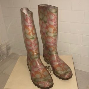 Coach Pixy Dream Rainboots Sz 8